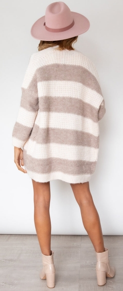 EBBY & I Wool blend Cosy Pastel Stripe Knit Cardi Winter Cardigan NWT - Picture 4 of 16